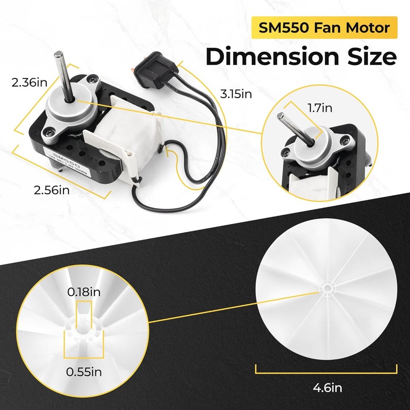 Fetechmate Universal SM550 Bathroom Vent Fan Motor Kit Compatible with Nut-one Br-oan Electric Motors 50CFM 120V 3000 RPM Bathroom Exhaust Fan Motor Replace C01575 65100 EM550 EM750 by - Image 2